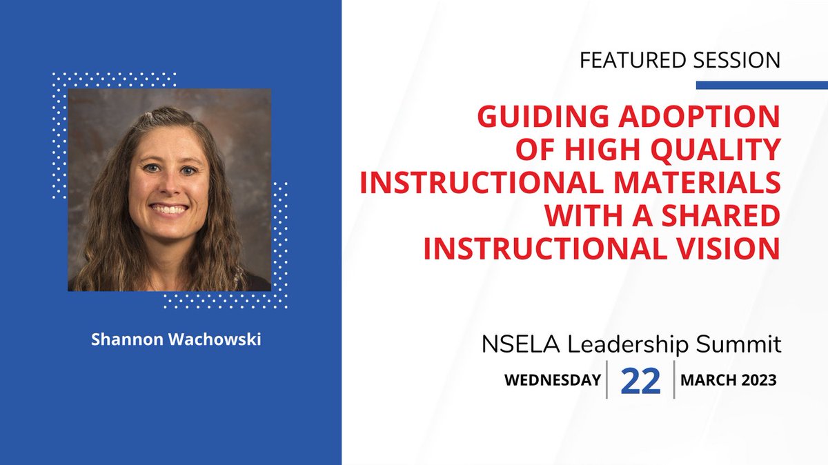 Join us and <a href="/EdReports/">EdReports.org</a> to explore how school leaders can drive change and support the adoption of HQIM. Learn about the impact of high-quality instructional materials in creating an equitable learning environment. <a href="/WachDawgScience/">Shannon Wachowski</a>  nsela.org/2023-leadershi…