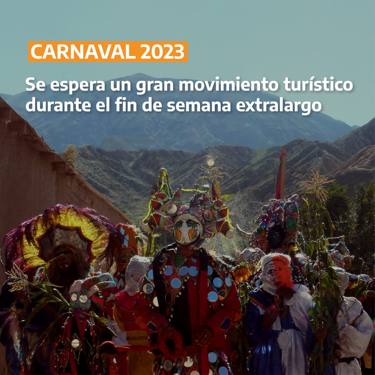 TurDepAR's tweet photo. Se espera un gran movimiento turístico en destinos de todo el país durante el #FindeExtraLargo de #Carnaval2023. 🎭🧳
👉 https://t.co/mST68jfWEX
#PrimeroLaGente 🇦🇷 https://t.co/hWiCbKebvw