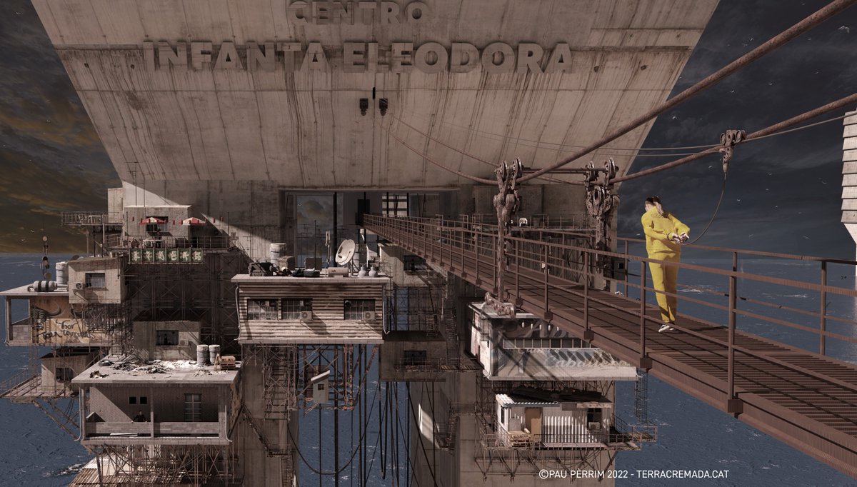 Ens han fet fora immediatament. Hem fet gestions amb les forces d’ocupació hispano-xineses per accedir-hi, però fins ara no ha estat possible. Mentre hi érem a la vora, hem pogut veure com alguns dels internats creuaven el pont emmanillats a una tirolina. #Catalonia #Blender