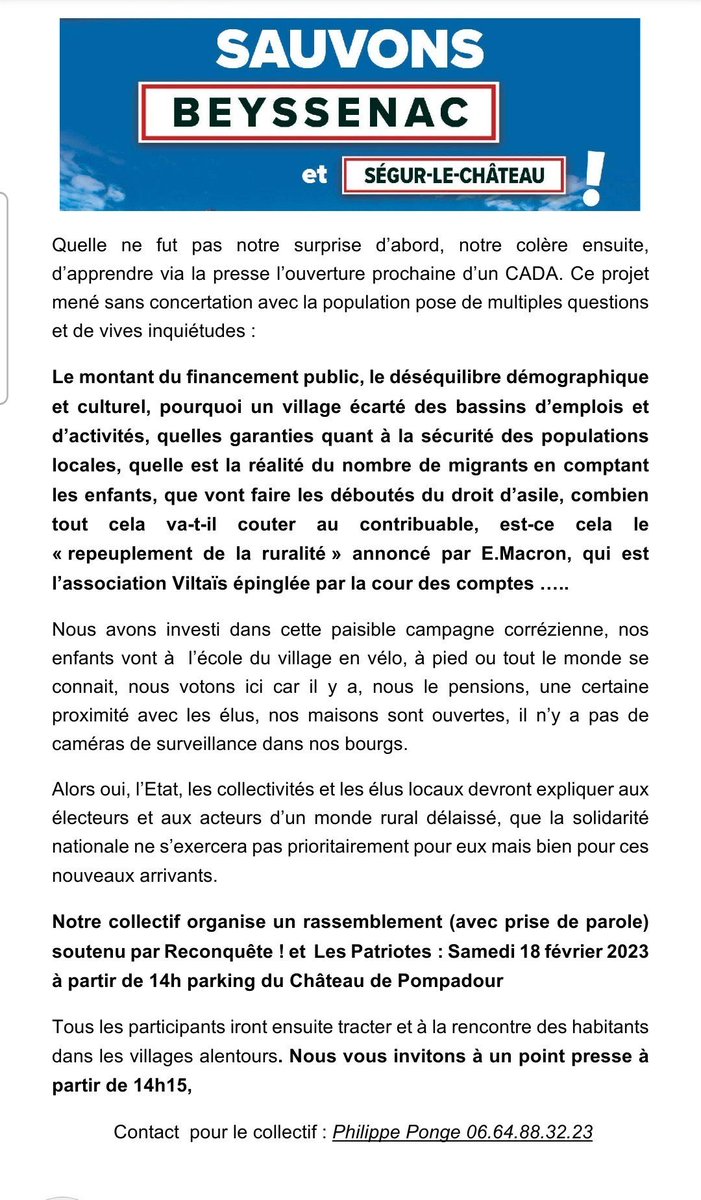 NMarlin_'s tweet photo. Monsieur le @Prefet19, ce rassemblement est-il autorisé ? Allez-vous laisser des fascistes exhiber leur idéologie violente et contraire aux droits humains ? 
Si vous ne faites rien, la NUPES du département ira faire entendre la voix du camp humaniste à votre place. 
#Beyssenac https://t.co/9hIMlNbNKQ