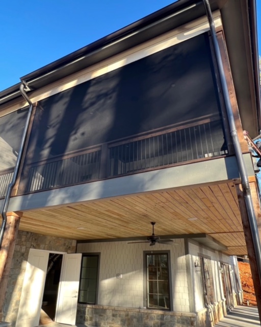 NewWaveOfShade's tweet photo. The team framed and screened this porch today. Checkout that view through the Super Screen Mesh. Installed a PCA CANOE CREEK screen door. It's 96" tall. Awesome stuff right there. @PCAProducts #porchscreeningservice #lakehouse #screenedporch #cliffscommunity https://t.co/AwkEMyxb6v