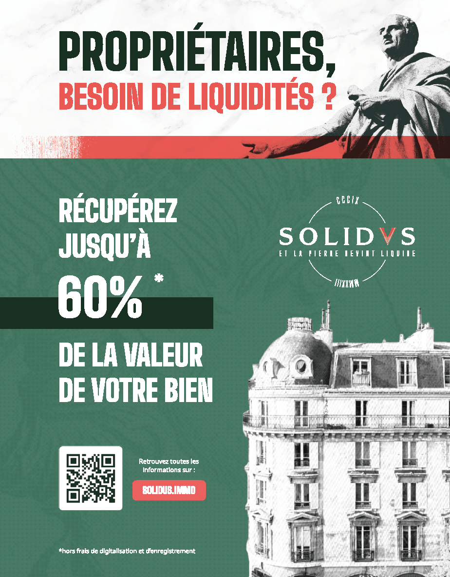 👉 Retrouvez nous ce week-end dans le #figaro
👉 L'écosystème SOLIDVS : lancement de solidus.immo
🤜 Propriétaires Immo : besoin de liquidités ?
👉 Rien de plus simple, visitez notre plateforme et découvrez comment récupérer jusqu'à 60% de la valeur de votre bien.