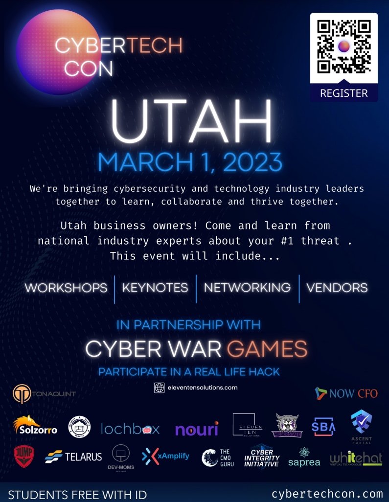 47G_Utah's tweet photo. Don't miss the chance to hear from Katie Arrington, former CISO Department of Defense. Register now.
@WeberStateU @BradLMortensen @aarontstarks @BusinessUtah
#intelligence #defense #cybersecurity #informationsecurity #utbusiness https://t.co/snWonG2FZ2
