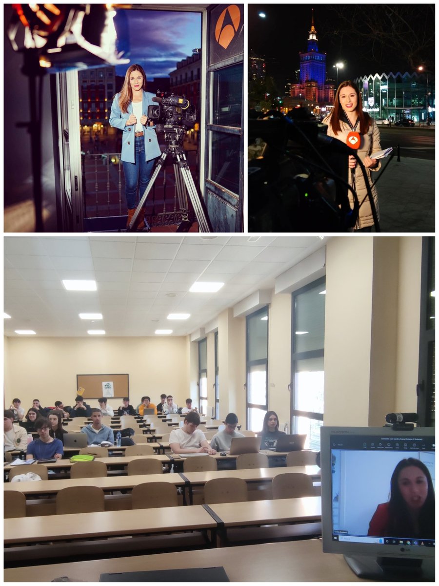 Súper interesante la charla que hemos tenido con la #periodista <a href="/SandraCavia/">Sandra Cavia</a> que ha vuelto virtualmente a <a href="/FyL_UVa/">Filosofía y Letras, Universidad de Valladolid</a>.
Una gran profesional que pasó por nuestras aulas hace 6 años y ahora forma parte de la sección internacional de <a href="/A3Noticias/">Antena 3 Noticias</a>
¡Mil gracias por tu predisposición! 🙌📺