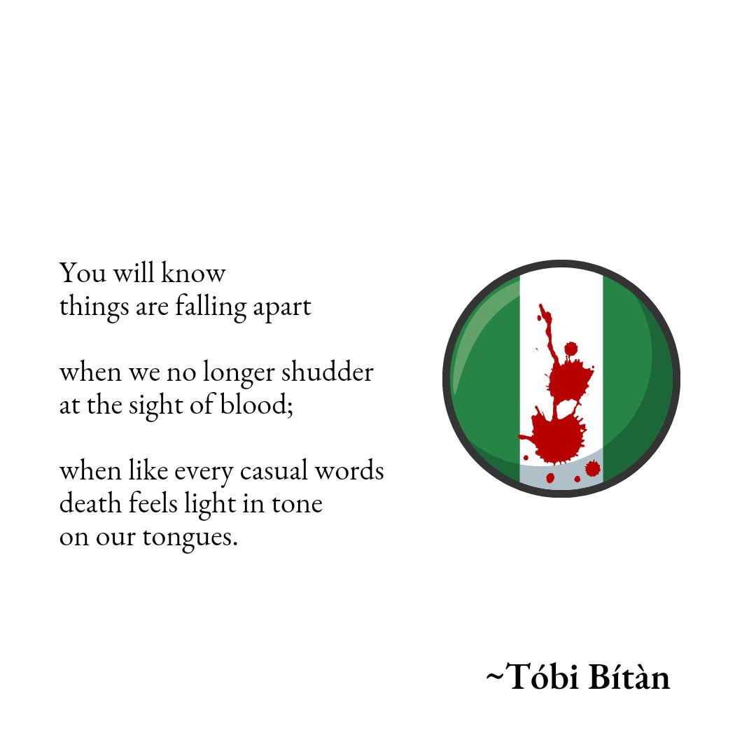 Tobi_Bitan's tweet photo. No amount of healing would be too much for the country at this moment...
#musingsofapoet โ๏ธโ๏ธ
#poetrycommunity
#poetrylovers
#poetrytwitter
#poet #poet
#WritingCommunity https://t.co/aymbCVaLfg