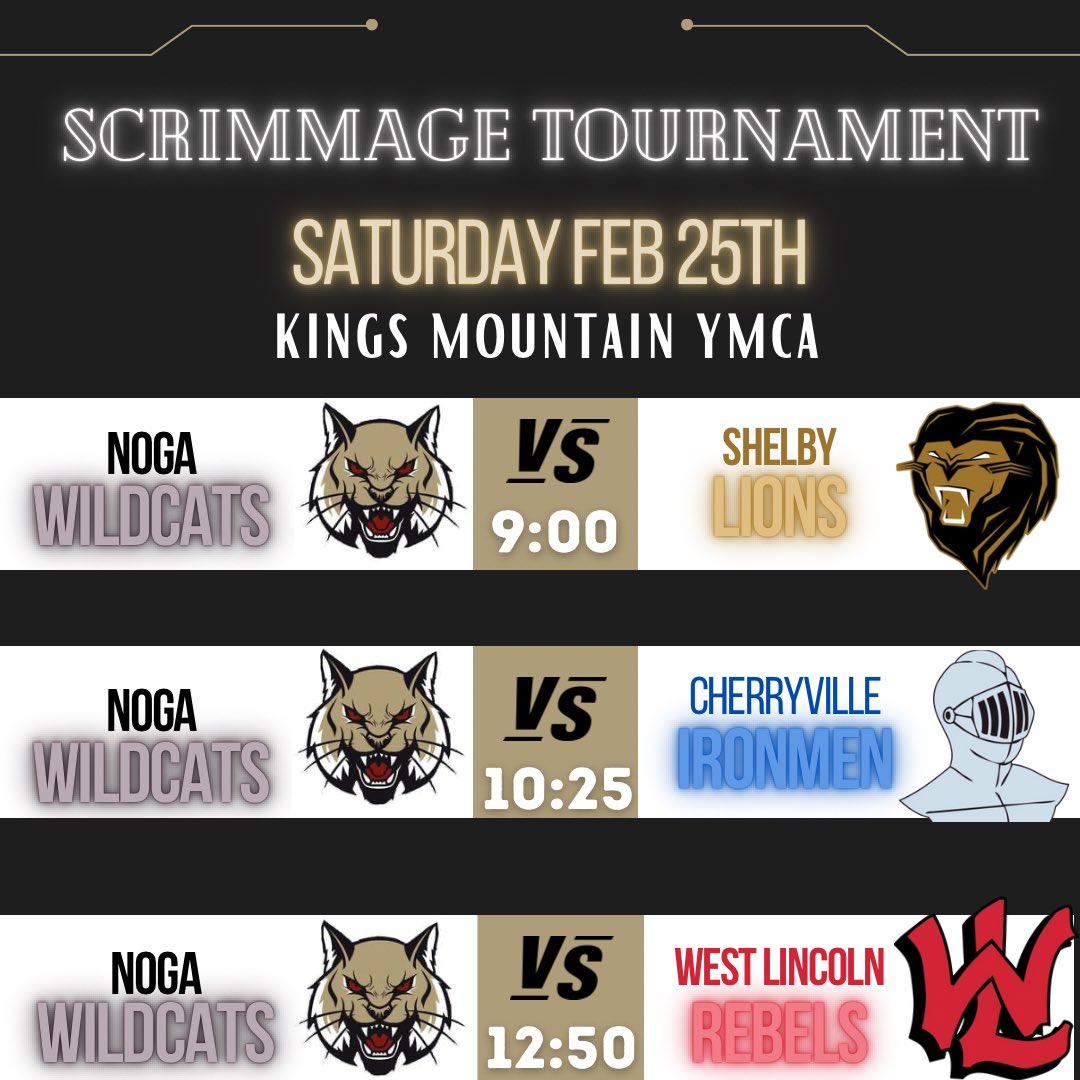 🆚: NG vs Shelby [1st game]
⏰: 9:00am [1st game]
📍: Kings Mountain YMCA
🎟️ $5 [5 &amp; under free admission]

#GoWildcats🐾