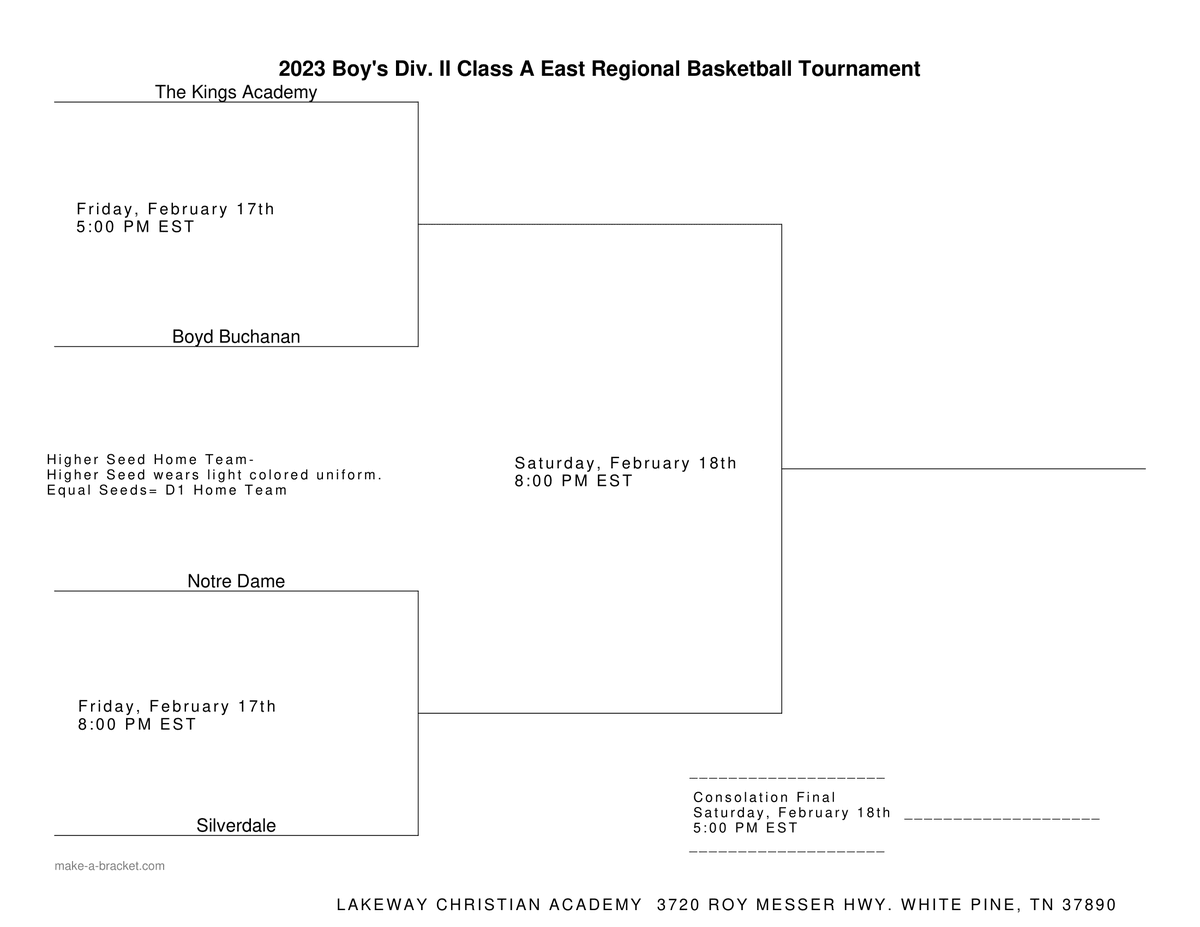 LCALions_sports's tweet photo. Today and tomorrow we are honored to host the Division II A East Region Girls' and Boys' Tournaments. Games begin today at 3:30 in Lakeway Arena. Check out the images for detailed bracket and time information. #lakewaylions #golions22 #lcabasketball https://t.co/3iMGlNkNDx