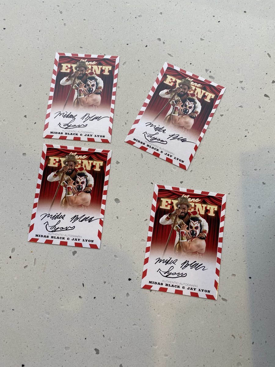 PWJCARDS's tweet photo. πͺπ‘ our signing with Midas Black and Jay Lyon (Mane Event ) is completed πͺπ‘
@RingleaderM & @Blazin_Lyon
πͺ available Now πͺ
https://t.co/ihMDbNm39b
#MidasBlack #JayLyon #maneevent #prowrestling #prowrestler #PWJCARDS #thehobby #wrestlingcards #wrestlingtradingcards https://t.co/Bc58VlVoiA