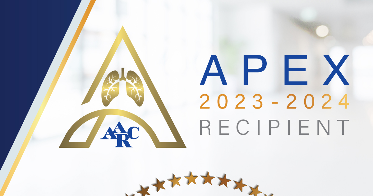 Congratulations to the CHS RC program for receiving another American Association for Respiratory Care Apex Recognition Award. Awards are given to programs committed to excellence, the highest quality of care, and elevating recognition of the respiratory care profession.