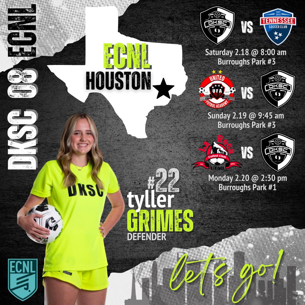 Coaches attending ECNL Houston event please checkout 2026 Tyller Grimes.  She is a 5’ 10” CB/AM you must see this weekend.
