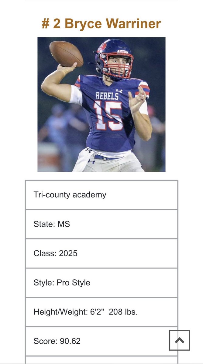 Bryce Warriner on Twitter "Thank you QBHitList for ranking me class