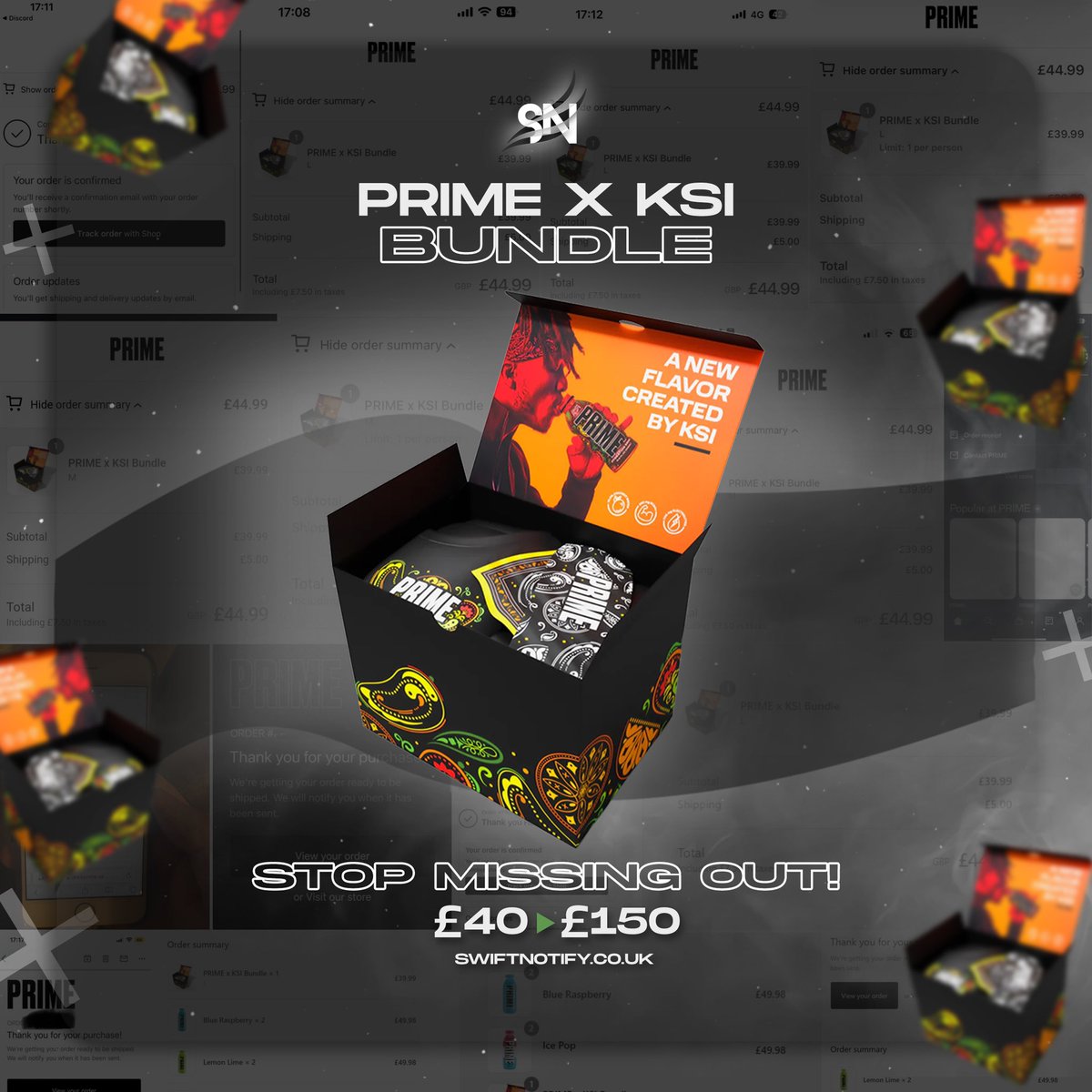 👀 | We Don’t Just Resell Sneakers…

🥶 | This Is Just 1 Example Of The Many Flips That We Provide To Our Members Throughout Every Single Month.

🥤 | Prime x KSI Bundle

💰 | Retail - £40
💸 | Resell - £150

🔗 | Join Today - SwiftNotify.co.uk