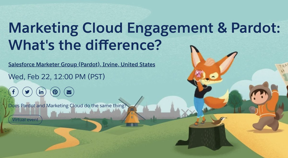 Karla Vince (@vincekarla) on Twitter photo 🚀 Join us for "Marketing Cloud Engagement & Pardot: What's the Difference?" This #virtualevent is perfect for <a href="/MarketingCloud/">Salesforce Marketing Cloud</a> users & #automation enthusiasts looking to stay up-to-date on the latest. 📝lnkd.in/gZAKPPrs
#marketingchampions #pardot #martech #Salesforce 🚀 Join us for "Marketing Cloud Engagement & Pardot: What's the Difference?" This #virtualevent is perfect for <a href="/MarketingCloud/">Salesforce Marketing Cloud</a> users & #automation enthusiasts looking to stay up-to-date on the latest. 📝lnkd.in/gZAKPPrs
#marketingchampions #pardot #martech #Salesforce