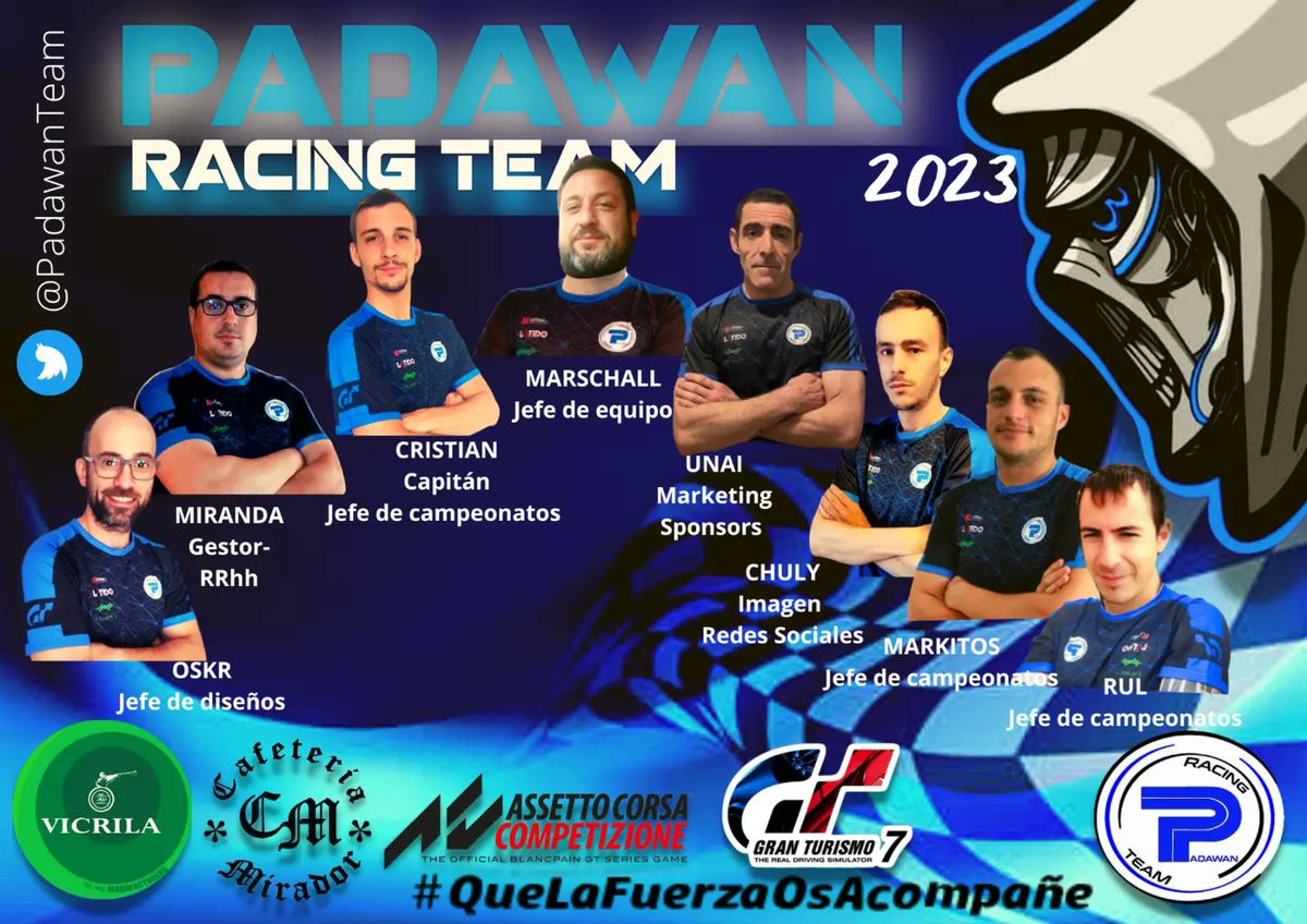 💙 PADAWAN RACING TEAM 💙

- PILOTOS 
- DIRECTIVA

#PAD
#QueLaFuerzaOsAcompañe