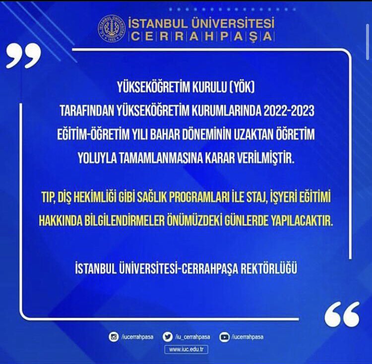cydzdmr's tweet photo. 6 gün önce online eğitim denilip son dakika yüz yüze eğitime geçilmesi birçok arkadaşımızı mağduriyete uğratmıştır! #iuconline #iucmuh @iucmuh  @iuc_dayanisma @iu_cerrahpasa @erolozvar https://t.co/uggCkQk3nX