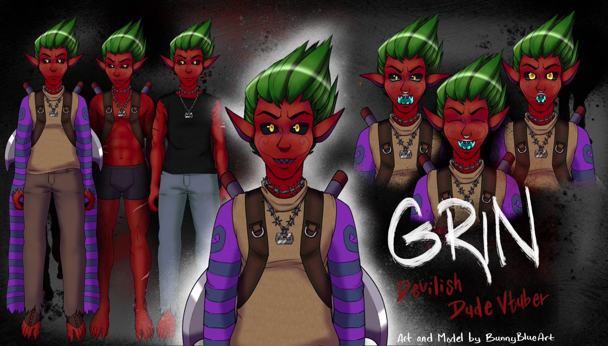 Officially reintroducing ya boi, the one and only Grin!! #VTuberEN #Modeldebut #TwitchAffilate 

Art Mama: <a href="/bunnyblueart/">Bluebun 💔 Involuntary Indefinite Hiatus 💔</a> 💙