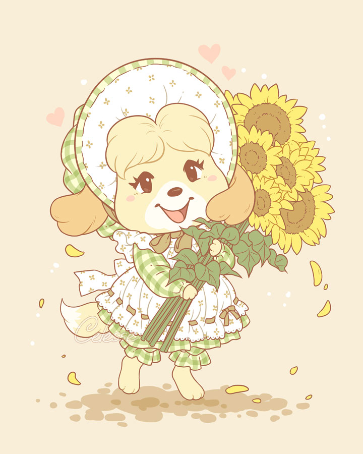 1girl flower solo holding dog girl sunflower dog ears  illustration images