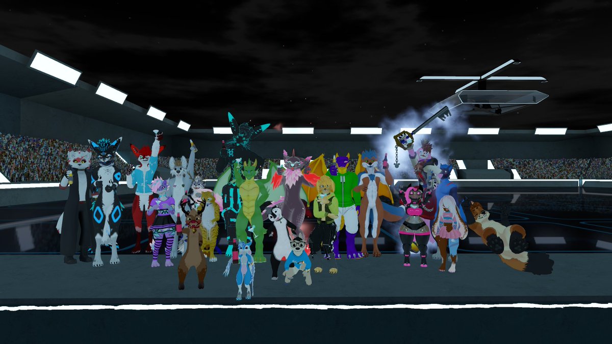 ChevronTheWolf's tweet photo. #thursdayvrchatgames #vrchat #murder4 #phaserspace #lasertag #tron #tronlegacy #lightcycles #Furality
Brining people together for another awesome Thursday on VRChat! https://t.co/hWLGfgZ1TH