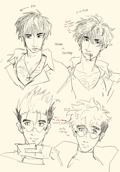 i used to just bash all their traits into one but i realized when i  finished trimax, i Needed to be more distinct bc they are…. the same but also so not the same 