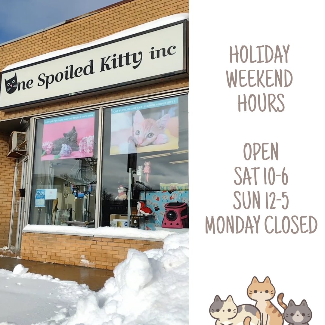 OneSpoiledKitty's tweet image. One Spoiled Kitty, a store for cats and the people they own will be closed holiday Monday.
#Winnipeg #catstore #onespoiledkitty