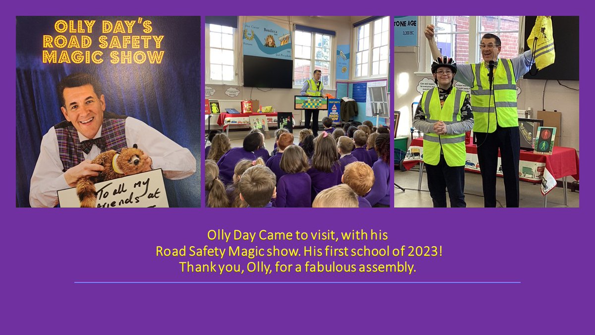 Magdalen_Gates's tweet photo. The Amazing @OllyDayUK came to see us all before half term! Such a brilliant show and he first school of 2023! #RoadSafety #RoadShow https://t.co/UJCwS2UM5n