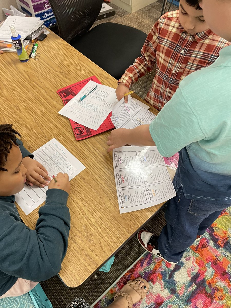 ege_Jackson's tweet photo. My class using one of my favorite resources to “show, not tell” the character traits in their writing. This helps so much with the character development to support the problem, solution, and theme 💚 Can’t wait to see the final drama script! https://t.co/2C7utQQlXW