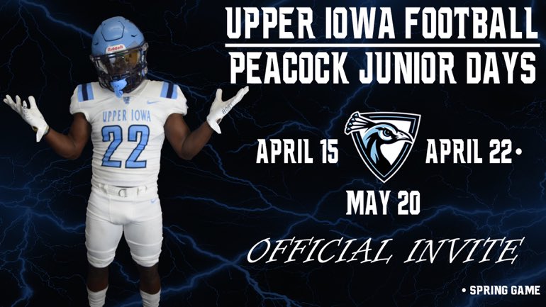 Thank you to <a href="/rhettmizer5/">Rhett Mizer</a> and <a href="/Upper_Iowa_FB/">Upper Iowa Football</a> for the junior day invite! 
<a href="/CoachDShack/">Danny Schaechter 🏝️🏈🐾</a> <a href="/GymEOri6/">Coach Ori</a> <a href="/CoachBigPete/">Peter "Coach Big Pete" Leinweber</a> <a href="/EDGYTIM/">Timothy “EDGYTIM” OHalloran</a> <a href="/DeepDishFB/">DEEP DISH FOOTBALL</a>