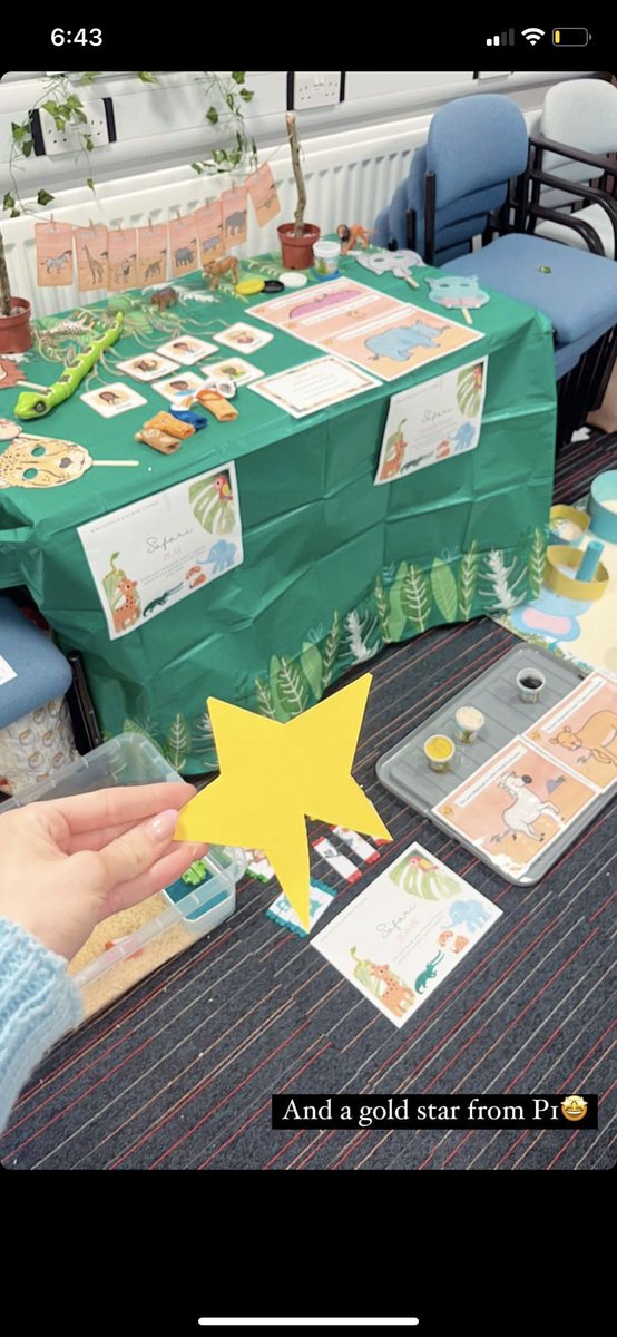 MissTrimble's tweet photo. Safari play based learning๐
๐๐ฆ๐ We even got a star for our hard work @misslcliff0rd ๐คฉ๐คฉ #learningthoughplay #safari #animals #handmade #PGCE https://t.co/Po92FefpV9