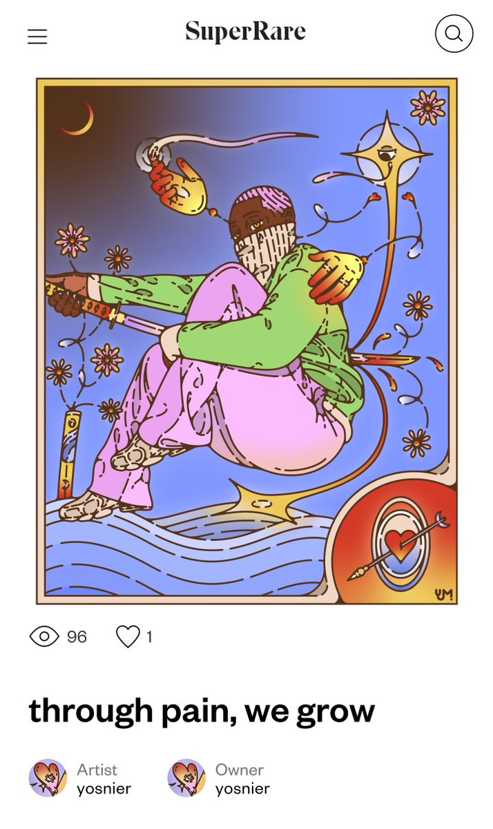 "through pain, we grow" is available for bidding on SuperRare (link below) 