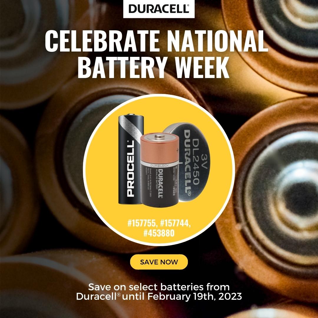 HDSupplyCanada's tweet image. Celebrate battery week with these savings! Promotion ends February 19, 2023.

Shop now: bit.ly/hdsbatteryweek

#duracell #battery #procell #batteries #HDSupply #mro #facilities #facilitiesmaintenance #b2b #savings #batteryday #batteryweek #multifamily #hospitality