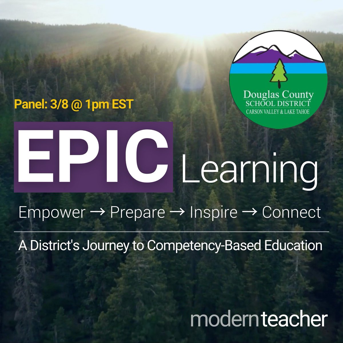 ModernTeacherCo's tweet photo. 📣 Calling All School Districts:
Hear about A District’s Journey to Competency-Based Education with Douglas County School District, NV.

Register: https://t.co/LQ99ztmR5f

#compentencybasedlearning #EPIClearning #webinar #empowerteachers #modernteacher https://t.co/s5dva5aPGj