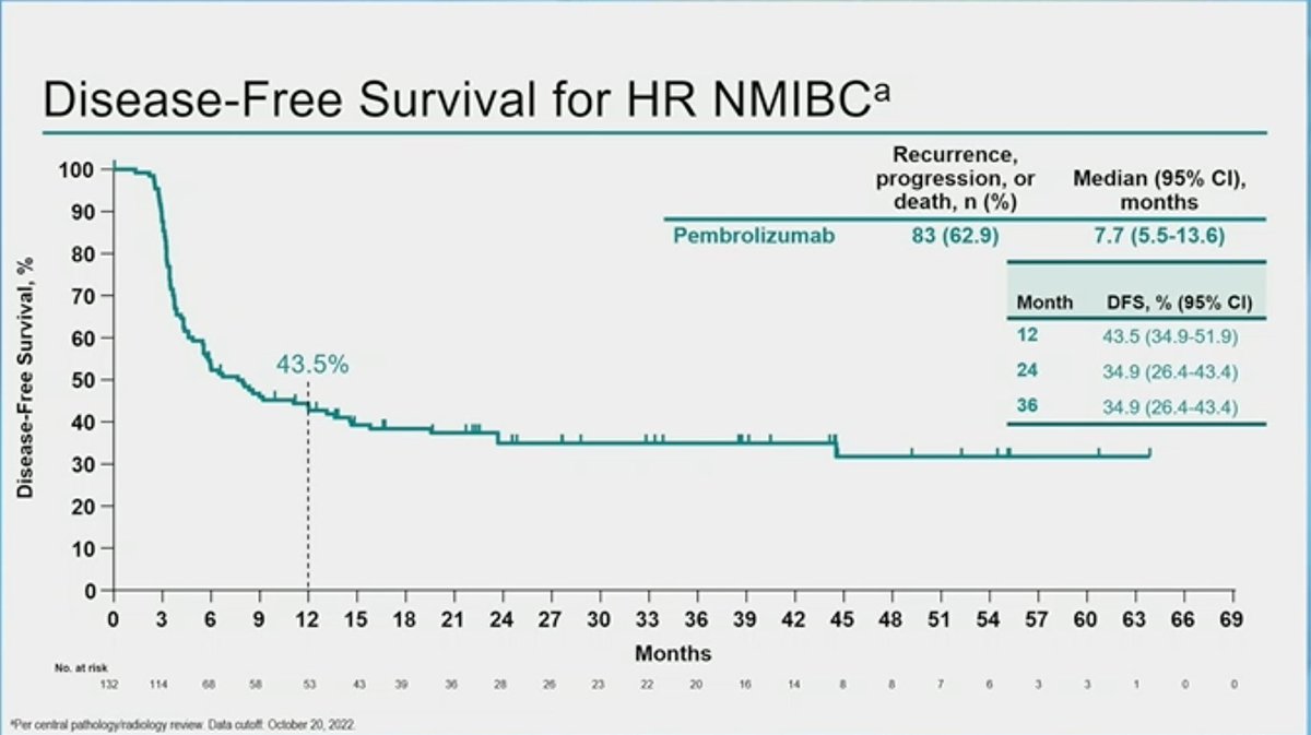 DrChoueiri's tweet photo. #GU23 Stellar presentation by @AndreaNecchi 
Pembro mono for pts w/ HR NMIBC unresponsive to BCG shows impressive efficacy regardless of baseline characteristics
🟢Stable/improved QoL in >70% of pts🟢
#KEYNOTE057 
@OncoAlert https://t.co/hbWaAUPPw6