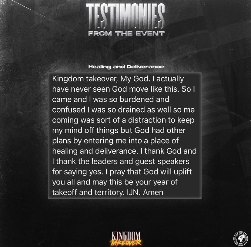 wcnetglobal's tweet photo. Testimonies from our recent event “Kingdom Takeover” 
Has God been Faithful to you? You can send your testimonies to our linktree: 
https://t.co/iNIqinNnmb

#worldchangersnetwork #Bible #Jesus #wcnministry #explorepage #kingdomtakeover #JesusIsLord https://t.co/YLmFX6fPrC