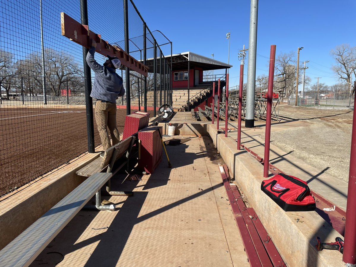 KingmanBaseball's tweet photo. Upgrading dugouts to the park. Thanks @KingmanRec for continuing to keep Riverside Park the best place to play in Kansas. https://t.co/QaXtnP0SI4