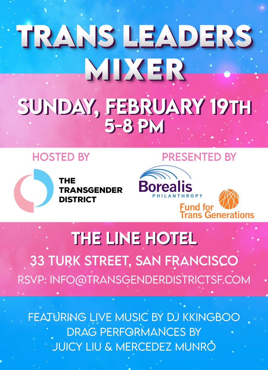 COME HANG WITH US <3 | Trans & Queer Leaders Mixer This Sunday @ The Line Hotel SF - mailchi.mp/transgenderdis…