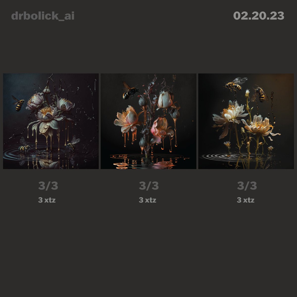 The Pronkstilleven bee drop is now available 🔗↓
-
Pronkstilleven 
-
(Dutch for 'ostentatious', 'ornate' or 'sumptuous' still life) is a style of ornate still life painting, which was developed in the 1640s in Antwerp from where it spread quickly to the Dutch Republic.
