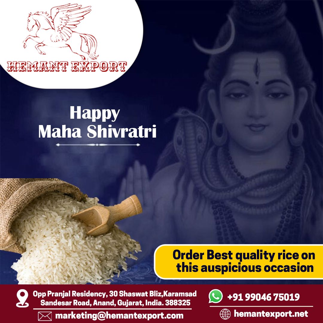 hemant_export's tweet image. #Happy #MahaShivratri
.
#Order #Best #Quality #Rice on this #Auspicious #Occasion
.
Our #products are #grown by #experienced #Farmers and are of the #highest #quality.
.
So what are you waiting for...
.
Call us/Visit us #today
You  can also #enquire through our #website
