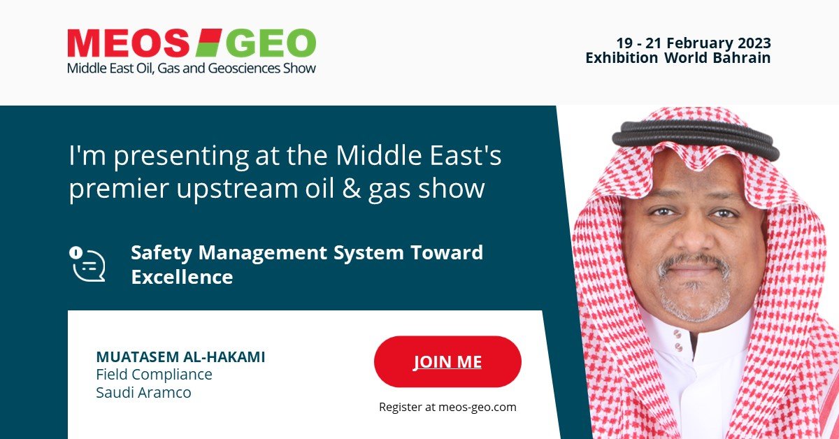 MuatasemHakami's tweet photo. I'm presenting (Safety Management System Toward Excellence) at the Middle East's premier upstream oil & gas show @MEOS_GEO #MEOSGEO #MEOSGEO23 #MEOSGEOBahrain #oilandgas #oilgas #oilandgasindustry #oilfield #upstream #bahrain #ksa #bahrainevents
https://t.co/7jv2WNrEQW https://t.co/4I4ubpQpUs