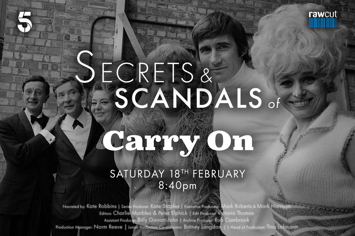 stapleskate's tweet photo. There's a new #SecretsAndScandals Saturday at 8.40 on @channel5_tv - and it's an extra long whopper!
Described as both "explosive" AND "thoughtful" - it's also funny, silly, contains nudity, and you might even have a tiny bit of something in your eye.  #CarryOn https://t.co/8dJW8xO1HW