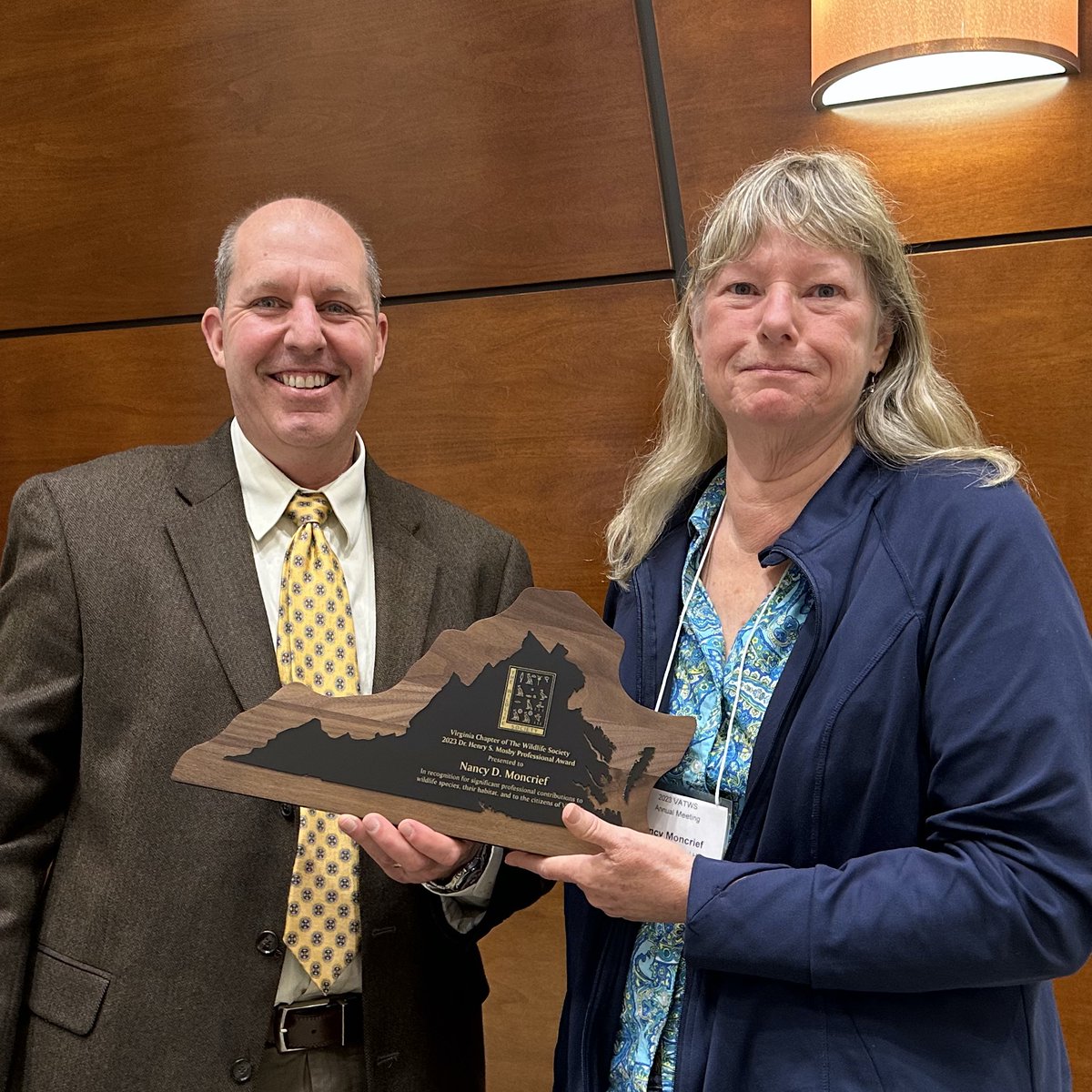 VMNH Curator of Mammals Dr. Nancy Moncrief was awarded today by The VA Chapter of the Wildlife Society with the Dr. Henry S. Mosby Professional Award for significant professional contributions to wildlife species, their habitat & to the citizens of VA! Congrats, Dr. Moncrief!