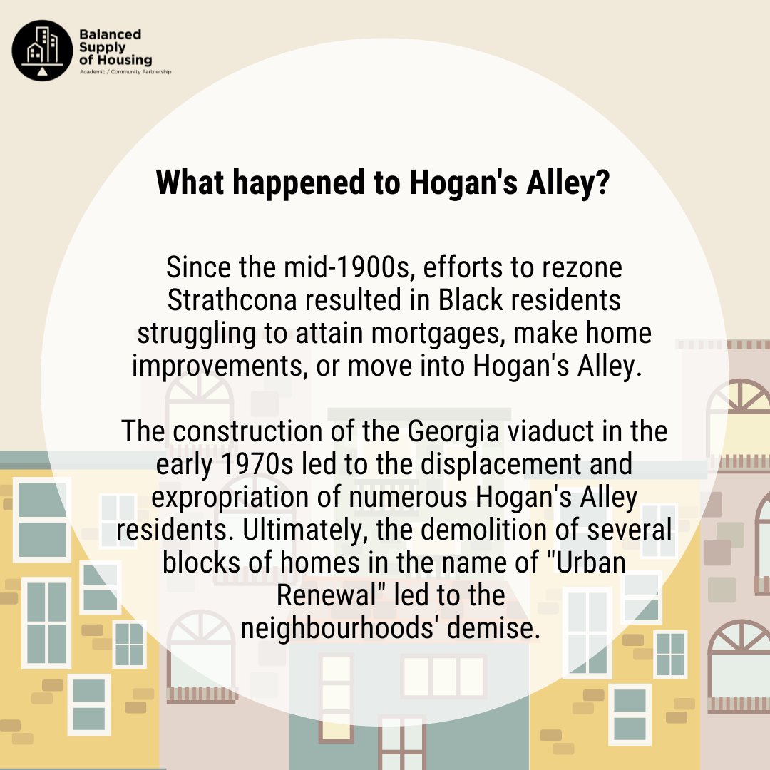 BSHNode's tweet photo. How much do you know about #Vancouver's past (and present) regarding the Black #community & #housing? This #BlackHistoryMonth we want to highlight events across #Canada that expose the racialization of our #housingsystem.
Check out the graphics below to learn about #hogansalley. https://t.co/xqLcCk190I