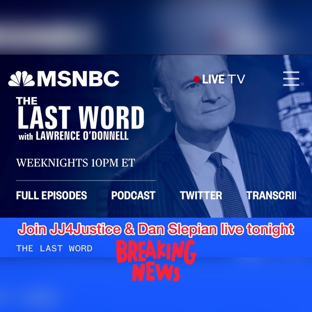 Join Dan Slepian and I <a href="/TheLastWord/">The Last Word</a> on <a href="/MSNBC/">MSNBC</a> tonight where we will discuss “Letters From Sing Sing”