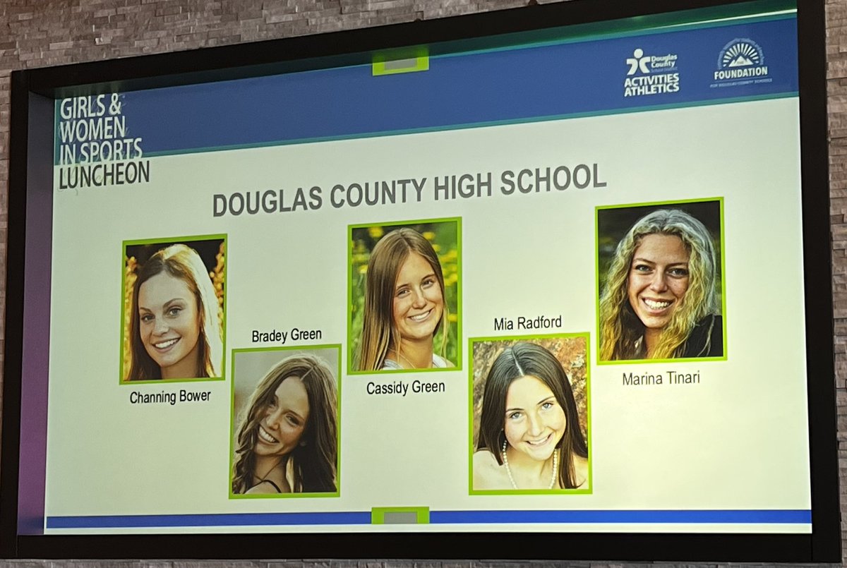 CountyADShuck's tweet photo. Congratulations to Douglas County’s Class of 2023 DCSD’s Women in Sport honorees! So PROUD of you Cass, Bradey, Mia, Marina and Channing! #GIRLpower #CountOnCounty https://t.co/WhDFvbmn1I
