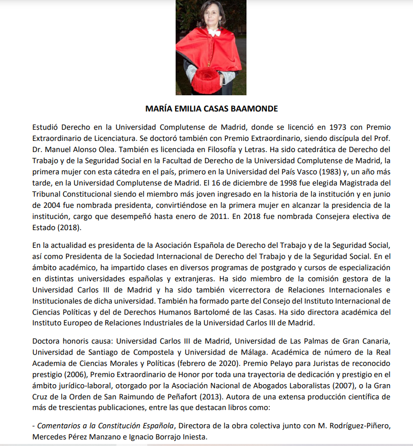 20 Febrero: La Profª Dra. Mª Emilia Casas (Catedrática Honorífica <a href="/ucm_derecho/">Facultad Derecho UCM</a> ) en el Programa de Doctorado <a href="/Derecho_US/">FACULTAD DE DERECHO</a>, pronunciará la conferencia: "Derecho de la UE, normas internacionales y Dº extranjero en la interpretación de la Constitución", 12,30 hrs, Salón de Grados.