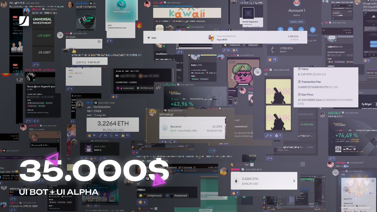 UIToTheMoon's tweet photo. Earning 35 000 $ in a month – with Universal Investment it can be made real, at least that’s exactly how much our members have made the last 30 days. We have successfully profited from projects such as:

•Ordinal apes
•Ordinal faces
•DenDekaDen
•Lost Realms
•Kiyoshi's seed 

These results are a combination of our alpha callers’ work, who found out about upcoming profitable projects while they were only starting their development, as well as our bot’s functionality, which our members successfully used to grind messages and participate in all possible giveaways.

Follow our Twitter page and learn more, it’s going to get exciting.

Universal Investment – success is inevitable.