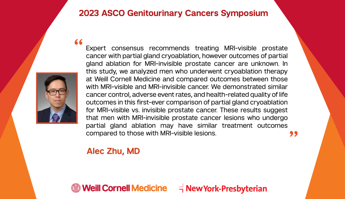 WCM GU Cancer (@wcmgucancer) on Twitter photo .<a href="/WCMUrology/">Weill Cornell Medicine Urology</a> resident Dr. <a href="/aleczhu/">Alec Zhu</a> discusses new <a href="/WeillCornell/">Weill Cornell Medicine</a> #research he presented <a href="/ASCO/">ASCO</a> #GU23 comparing cryoablation treatment outcomes between men with MRI-visible and MRI-invisible #ProstateCancer. bit.ly/3YQPcpG .<a href="/WCMUrology/">Weill Cornell Medicine Urology</a> resident Dr. <a href="/aleczhu/">Alec Zhu</a> discusses new <a href="/WeillCornell/">Weill Cornell Medicine</a> #research he presented <a href="/ASCO/">ASCO</a> #GU23 comparing cryoablation treatment outcomes between men with MRI-visible and MRI-invisible #ProstateCancer. bit.ly/3YQPcpG