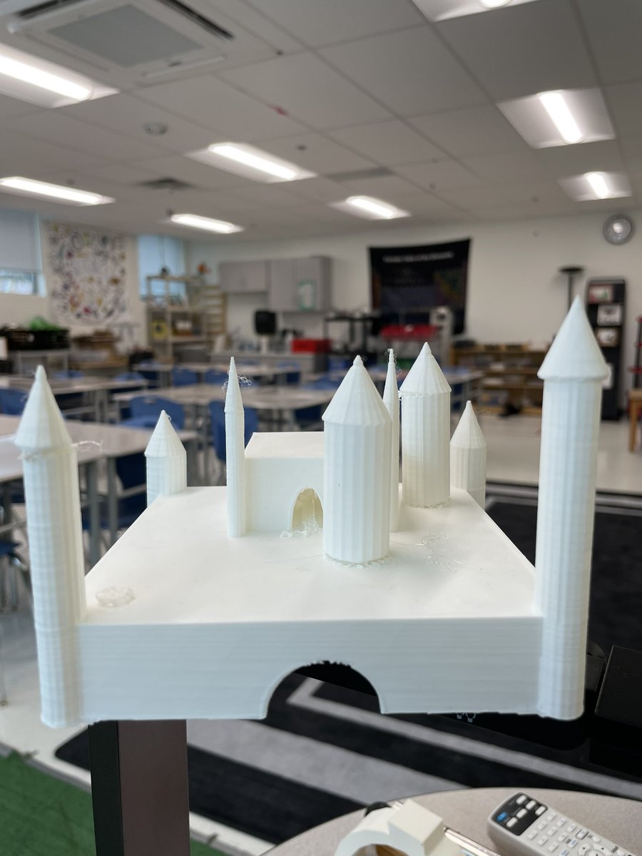 Using an online drawing for inspo. A 3rd grade student with no prior experience designed his own castle in <a href="/tinkercad/">Tinkercad</a>. We printed it with a <a href="/Creality3dP/">CREALITY 3D Printer</a> <a href="/FCPSSTEAM/">FCPS STEAM</a> <a href="/WashMillES/">Washington Mill ES</a>