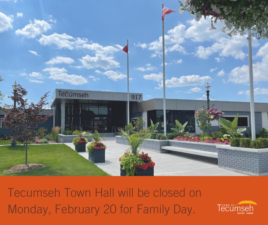 Town of Tecumseh on Twitter "Tecumseh Town Hall will be closed on Monday, February 20, 2023