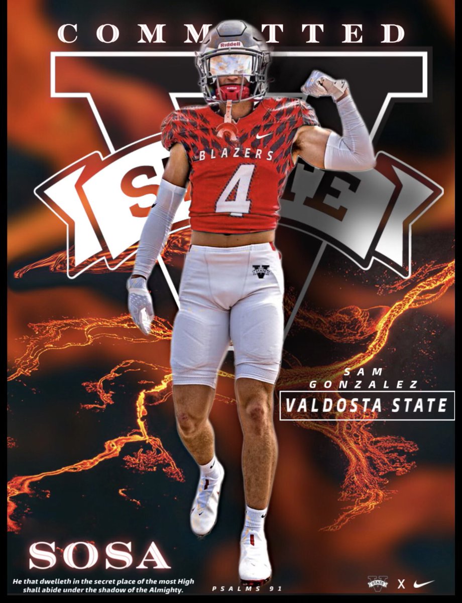 thesamgonzalez's tweet photo. All the glory and honor goes to God!! 100% committed to Valdosta State University! @PFitzB @RickBowie2 https://t.co/jLrVwy6bYM