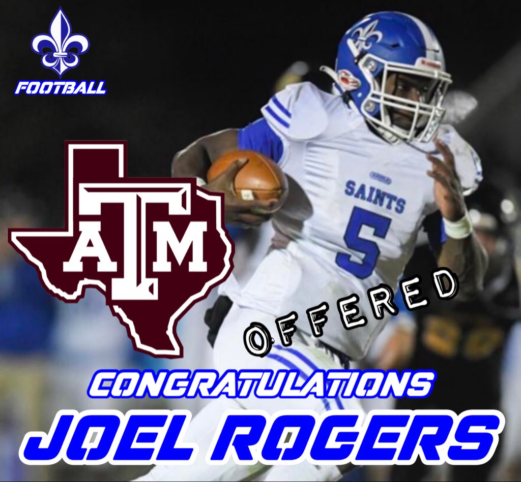 WFHS_FB's tweet photo. GIG ‘EM AGGIES! Congratulations to 2024 ATH Joel Rogers for earning an offer from Texas A&amp;M University!! 
#WEAreWestFel⚜️ #RecruitWestFel
.@JoelPRogers5 @Sheadixon @TJRushing20 @DavidBowenTAMU @AggieFootball https://t.co/STNTxHBccc